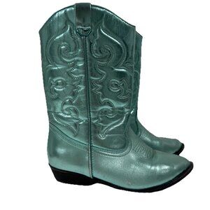 Girls TUCKER + TATE Kids' Cowboy Boot In Blue Light Metallic Size 4 Blue